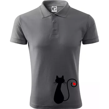 Pánská košile Zamilovaná kočka ocásek - Polokošile pánská Pique Polo 203 - XL ( Ocelově šedá )