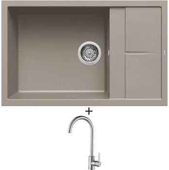 Granitový dřez Granitový dřez SET Elleci UNICO 310 G43 tortora + Laveo BONA BAB 268D nerez