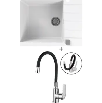 Granitový dřez Granitový dřez SET Alveus CADIT 40 white 11 + Kuchinox ELZA BKE 761 chrom/černá