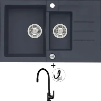 Granitový dřez Granitový dřez SET Alveus ROCK 70 twilight 05 + Kuchinox ELZA BKE B61D černá matná