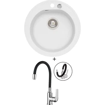 Granitový dřez Granitový dřez SET Alveus NIAGARA 10 white 11 + Kuchinox ELZA BKE 761 chrom/černá