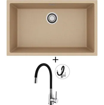 Granitový dřez Dřez pod desku SET Alveus OMNI 40 beige 55 + Alveus MINTAS chrom/černá