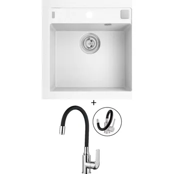 Granitový dřez Granitový dřez SET Alveus FORMIC 20 white 11 + Kuchinox ELZA BKE 761 chrom/černá