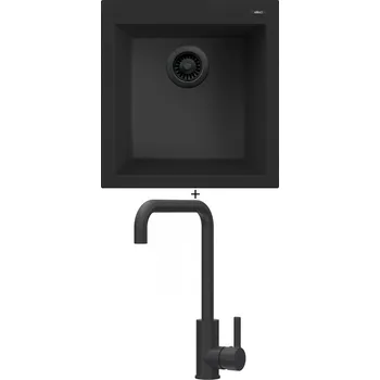Granitový dřez Granitový dřez SET Elleci QUADRA 102 černá edice + Elleci DRIVE G40 full black
