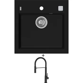 Granitový dřez Granitový dřez SET Alveus FORMIC 20 černá matná + Laveo POLLA FLEXI černá matná
