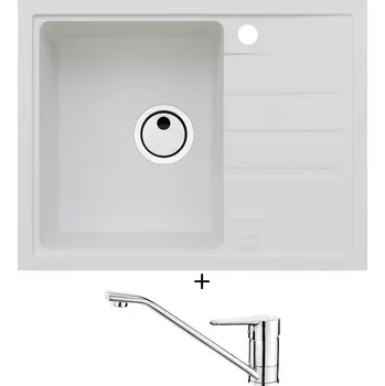 Granitový dřez Granitový dřez SET Alveus INTERMEZZO 30 white 11 + Deante CORIO BFC 060M chrom