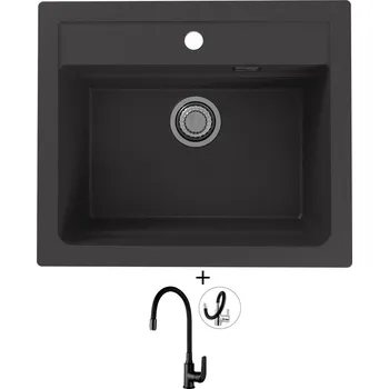 Granitový dřez Granitový dřez SET Alveus ATROX 30 black 91 + Kuchinox ELZA BKE B61D černá matná