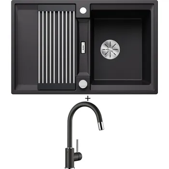 Granitový dřez SET Blanco ADIRA 45 S černá s excentrem 527585 + Blanco MIDA-S černá 526146
