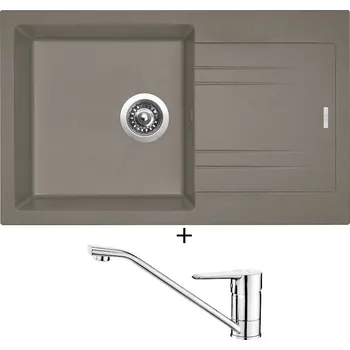 Granitový dřez Granitový dřez SET Sinks LINEA 780 truffle + Deante CORIO BFC 060M chrom