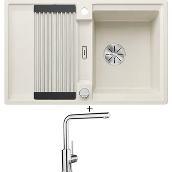 Granitový dřez Granitový dřez SET Blanco ADIRA 45 S bílá soft s excentrem 527590 + Blanco MILA chrom 519414