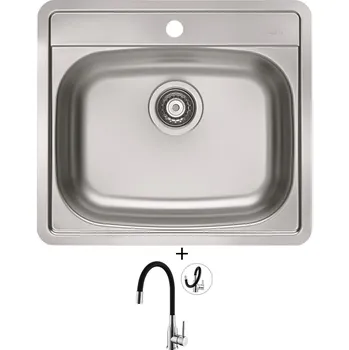 Nerezový dřez SET Alveus MORE 10 tkaná struktura + Alveus MINTAS chrom/černá