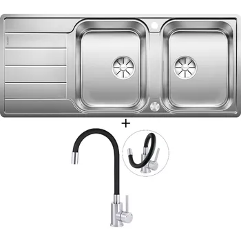 Nerezový dřez Nerezový dřez SET Blanco CLASSIMO 8 S-IF nerez kartáčovaný s excentrem PushControl 525332 + Deante NEO LUNO BOC B720 nerez