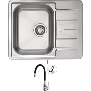 Nerezový dřez SET Alveus LINE 60 tkaná struktura + Alveus MINTAS chrom/černá