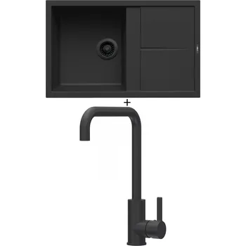 Granitový dřez Granitový dřez SET Elleci UNICO 300 černá edice + Elleci DRIVE G40 full black