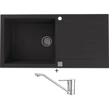 Granitový dřez Granitový dřez SET Alveus CADIT 50 black 91 + Deante CORIO BFC 060M chrom