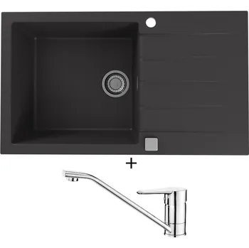 Granitový dřez Granitový dřez SET Alveus CADIT 40 black 91 + Deante CORIO BFC 060M chrom