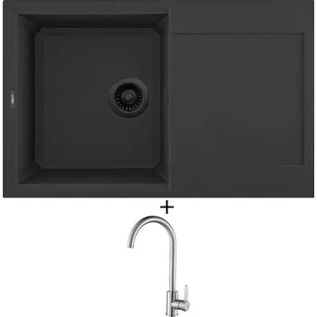 Granitový dřez Granitový dřez SET Elleci EASY 300 černá edice + Laveo BONA BAB 268D nerez