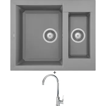 Granitový dřez Granitový dřez SET Elleci EASY 150 G48 cemento + Elleci C01 CADDY chrom