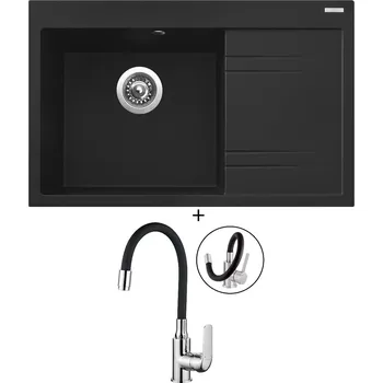 Kuchyňský dřez Granitový dřez SET Sinks RIM 780 L metalblack + Kuchinox ELZA BKE 761 chrom/černá
