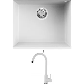 Granitový dřez Dřez pod desku SET Elleci QUADRA 105 UM G68 bianco titano + Elleci C01 CADDY G68 bianco titano