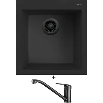 Granitový dřez Granitový dřez SET Elleci QUADRA 102 černá edice + Deante NEO BORO BMO N60M černá matná