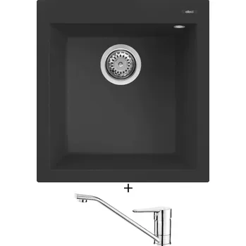 Granitový dřez Granitový dřez SET Elleci QUADRA 102 G40 full black + Deante CORIO BFC 060M chrom
