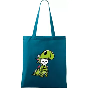 Kočkosaurus Rex - Taška bavlněná - 42 x 38 cm ( Petrolejová )