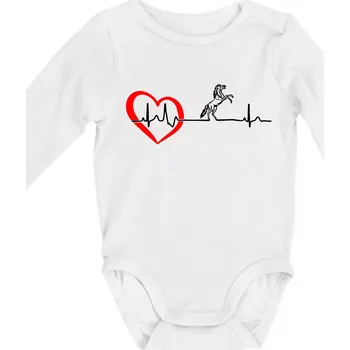 Moje srdce bije pro koně - Body kojenecké s dlouhým rukávem - Dlouhý r. do 3 měs ( Bílá )