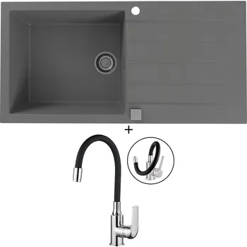 Granitový dřez Granitový dřez SET Alveus CADIT 50 beton 81 + Kuchinox ELZA BKE 761 chrom/černá