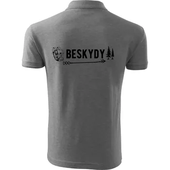 Pánská košile Beskydy nápis - Polokošile pánská Pique Polo 203 - 4XL ( Tmavě šedý melír )