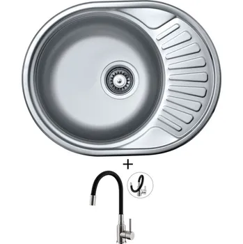 Nerezový dřez Nerezový dřez SET Alveus CIKLO 10 tkaná struktura + Alveus MINTAS nerez/černá