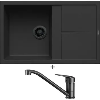 Granitový dřez Granitový dřez SET Elleci UNICO 300 černá edice + Deante NEO BORO BMO N60M černá matná