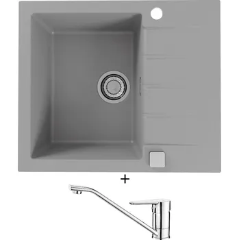 Granitový dřez Granitový dřez SET Alveus CADIT 10 beton 81 + Deante CORIO BFC 060M chrom