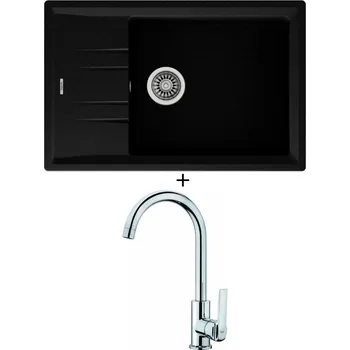 Granitový dřez SET Teka STONE 60 S-TG 1B 1D nero + Teka IN 915 CR chrom