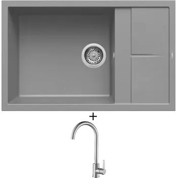 Granitový dřez Granitový dřez SET Elleci UNICO 310 G48 cemento + Laveo BONA BAB 268D nerez