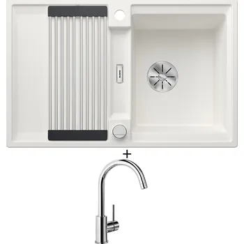 Granitový dřez Granitový dřez SET Blanco ADIRA 45 S bílá s excentrem 527589 + Blanco MIDA chrom 517742