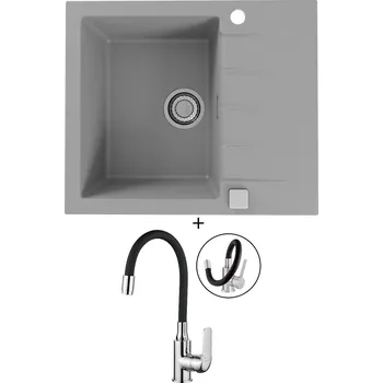 Granitový dřez Granitový dřez SET Alveus CADIT 10 beton 81 + Kuchinox ELZA BKE 761 chrom/černá