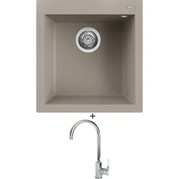 Granitový dřez Granitový dřez SET Elleci QUADRA 102 G43 tortora + Elleci C01 CADDY chrom