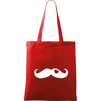 Nákupní taška Mustache love - Taška bavlněná - 42 x 38 cm ( Červená )