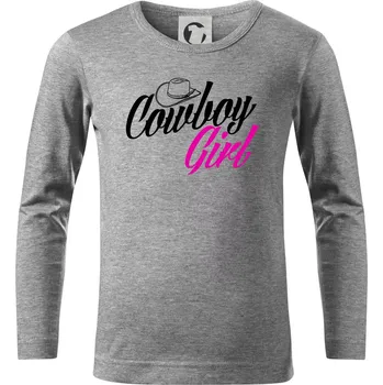 Chlapecké tričko Cowboy Girl - Triko dětské Long Sleeve - 122 cm/6 let ( Tmavě šedý melír )