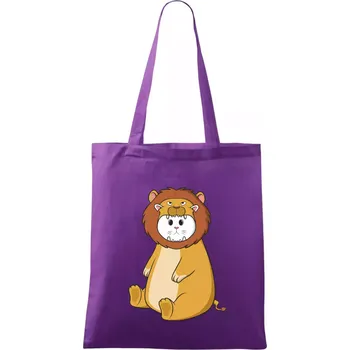Nákupní taška Kočka v převleku lva - Taška bavlněná - 42 x 38 cm ( Fialová )