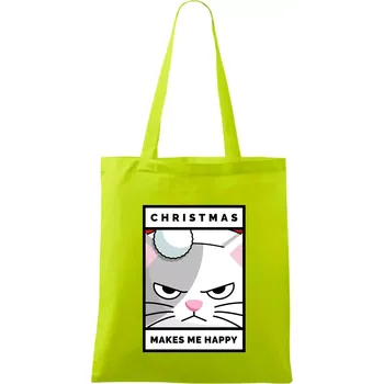 Christmas makes me happy - Taška bavlněná - 42 x 38 cm ( Limetková )