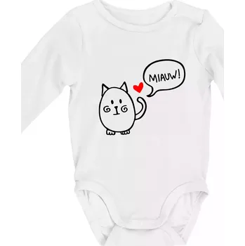 Tlustá kočka - Body kojenecké s dlouhým rukávem - Dlouhý r. do 3 měs ( Bílá )