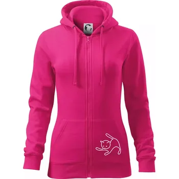 Dámská mikina Kočka si hraje - Dámská mikina trendy zipper s kapucí - S ( Purpurová )