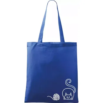 Kočka klubíčko - Taška bavlněná - 42 x 38 cm ( Královská modrá )