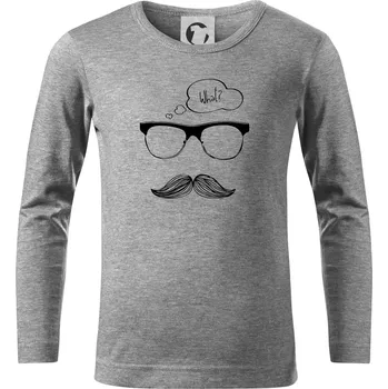 Chlapecké tričko Mustache what? - Triko dětské Long Sleeve - 122 cm/6 let ( Tmavě šedý melír )