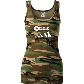 Dámské tričko I love dogs - tlapka - Dámské Maskáčové tílko - S ( Hnědý maskáč )