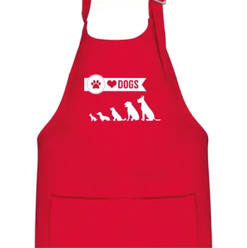 Kuchyňská zástěra I love dogs - tlapka - Dětská zástěra na vaření - Univerzální velikost ( Červená )