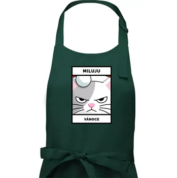 Kuchyňská zástěra Miluju Vánoce - Pánská zástěra na vaření - Univerzální velikost ( Lahvově zelená )