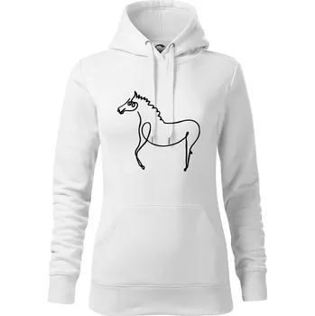 Dámská mikina Kůň kreslený - Mikina dámská Cape s kapucí - XL ( Bílá )